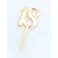 #18 Acrylic Cupcake Topper 12 pack Gold Mirror