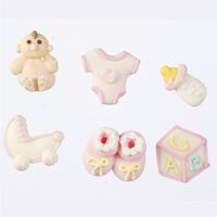 30mm Pink Baby Edible Decorations 6 Piece Set