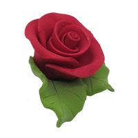 Red Rose With Leaves 4cm