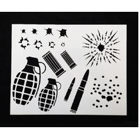 Bullets And Grenade Stencil