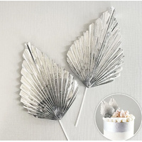 Metallic Silver Deco Fan Topper 2pc Set