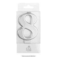 Wish Metallic Silver Candle Number 8