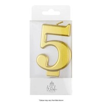 Wish Metallic Gold Candle Number 5
