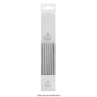 Wish Glitter Dipped Silver Candles 12pc