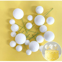 Glitter White Decoration Foam Ball Topper 20pc Set