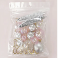 Clear, Pink and Silver Deco Ball, Fan and Butterfly topper 27 pc set