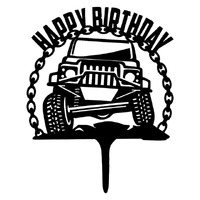 Black Acrylic 4w Drive Happy Birthday Topper