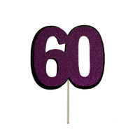 60 Cake Topper Glitter Purple 7cm