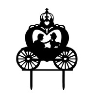 Black Acrylic Carriage Cake Topper 17cm