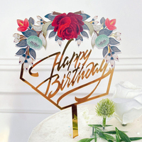 Red Flower Happy Birthday Topper