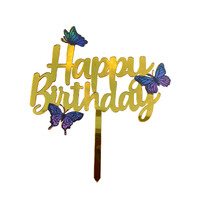3 Butterfly Happy Birthday Topper