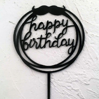 moustache Happy Birthday Cake Topper