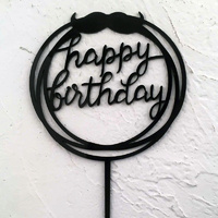 moustache Happy Birthday Cake Topper