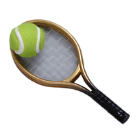 Miniature Gold Tennis Racket And Ball Decoration