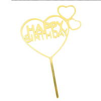 Happy Birthday Gold Hearts Topper 16cm