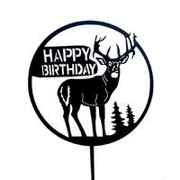 Acrylic Happy Birthday Stag Topper Black