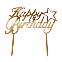Acrylic Happy Birthday Gold Star Topper 13cm