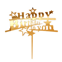 Happy Birthday Gold Star Topper 13cm