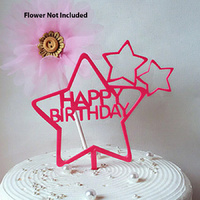 Happy Birthday Deep Pink Stars Topper 16cm