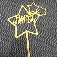 Happy Birthday Gold Stars Topper 16cm