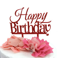 Happy Birthday Acrylic Cake topper Red