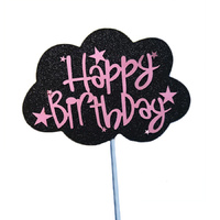 Cloud Happy Birthday Topper Black/Pink