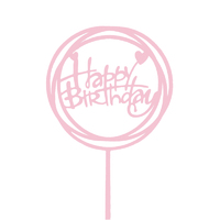Plastic Light Pink Birthday Topper  10 Pack