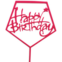 Hot Pink Happy Birthday Cake Topper