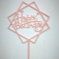 Light Pink Squares Happy Birthday 16cm