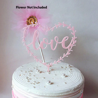 Pink Heart Love Topper 16cm