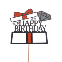 Large Present Happy Birthday Topper Red