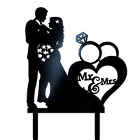 Black Acrylic Bride & Groom Wedding Cake Topper