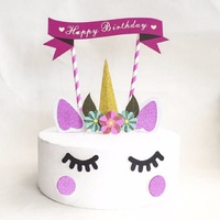 Unicorn Happy Birthday Cake Topper Set 