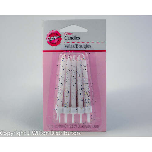 Wilton White Glitter Candles Candle 10pk
