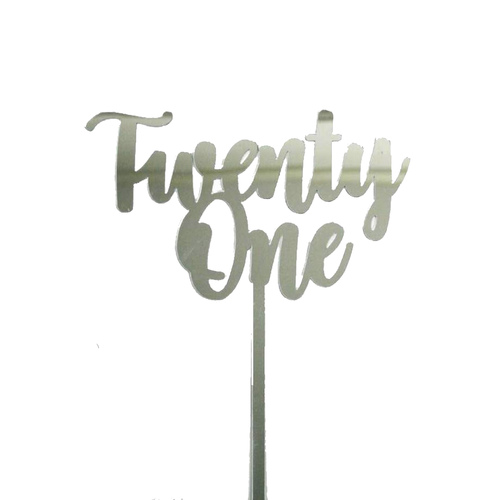 Twenty One Mirror Silver Cake Topper