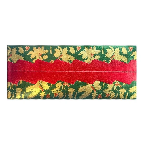 Cake Frill Green Holly Print Red Plain Centre 1 Meter Length 