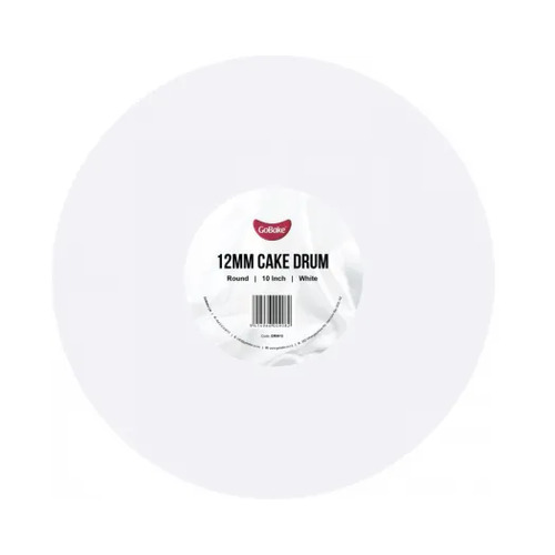 Gobake Cake Drum Round 12mm White - 10 Inch