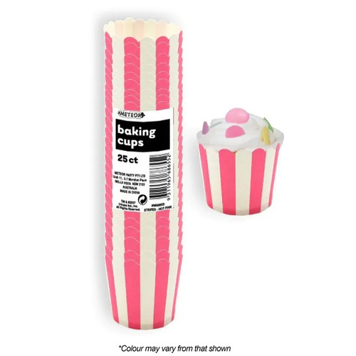 Stripes Hot Pink Baking Cups 25 Pack