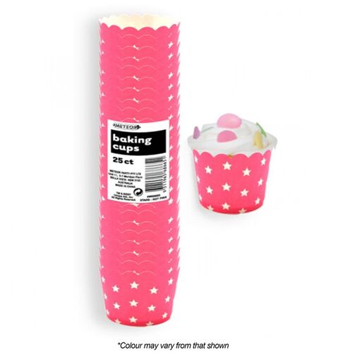 Hot Pink Stars Baking Cups 25 Pack