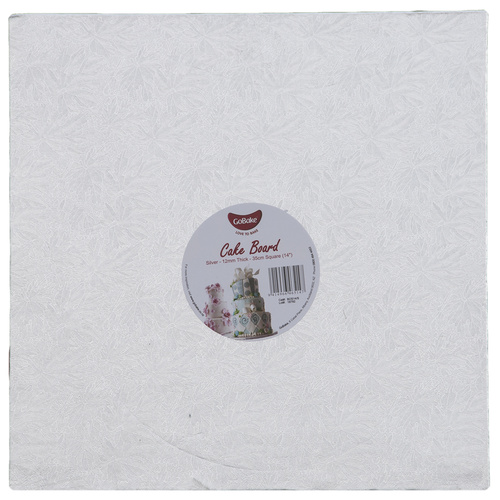 Gobake Cake Card Square 3mm Silver - 10 Inch