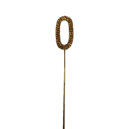 4.5cm Gold Number 0 Diamante Cake Topper 