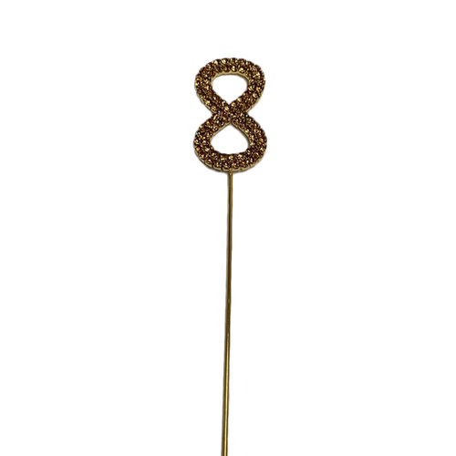4.5cm Gold Number 8 Diamante Cake Topper