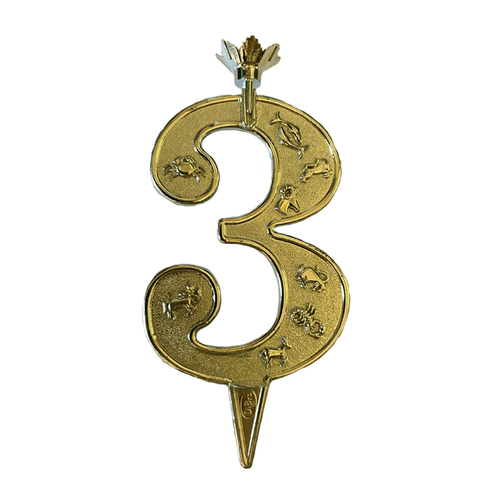 Gold Number 3 Candle Holder Cake Topper
