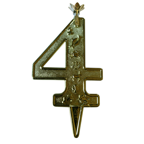 Gold Number 4 Candle Holder Cake Topper