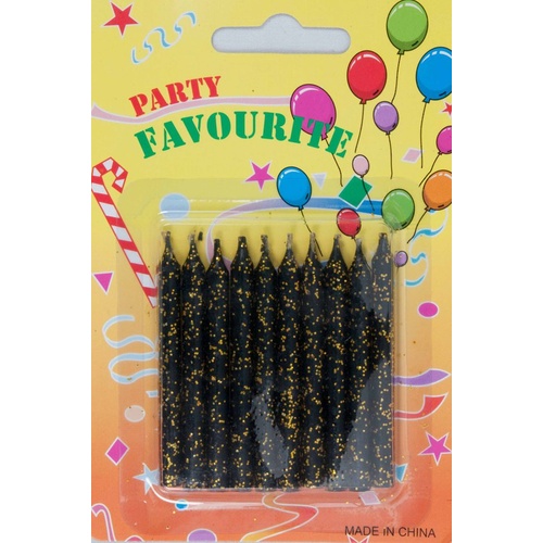 Candle Glitter Black 60mm 10 Pack