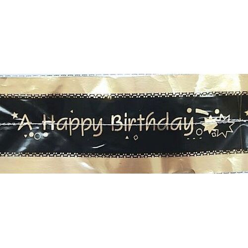 Cake Frill Happy Birthday Black & Gold 63mm