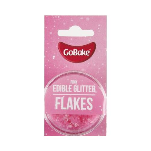 Go Bake Edible Glitter Flakes Pink- 2g