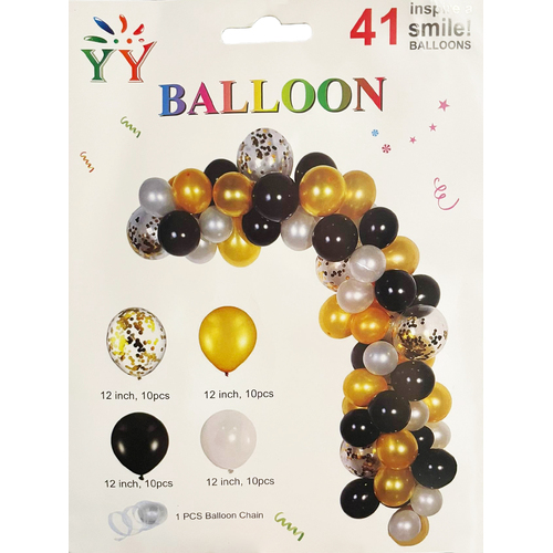 Balloons Gold/Black Chain 41pc Set