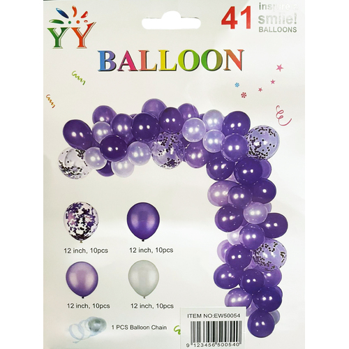 Balloons Purple Chain 41pc Set