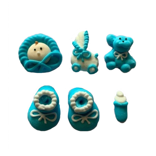 Baby Blue Sugar Decoration Set 6pcs